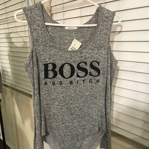 “Boss Ass Bitch” Grey Bodysuit
